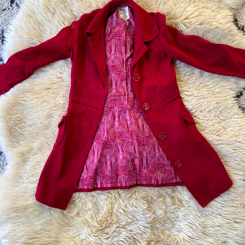 Red pea coat